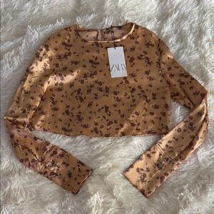 Zara Floral Tan Crop Top